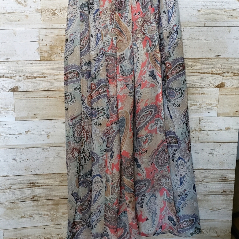 NWT Soieblu Baltic Born Strapless Paisley Print Maxi Dress Pastel Size Large - Picture 5 of 14